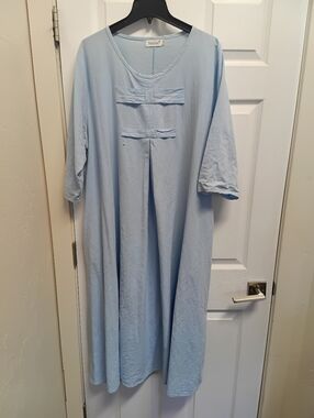Light Blue Cotton Midi Dress